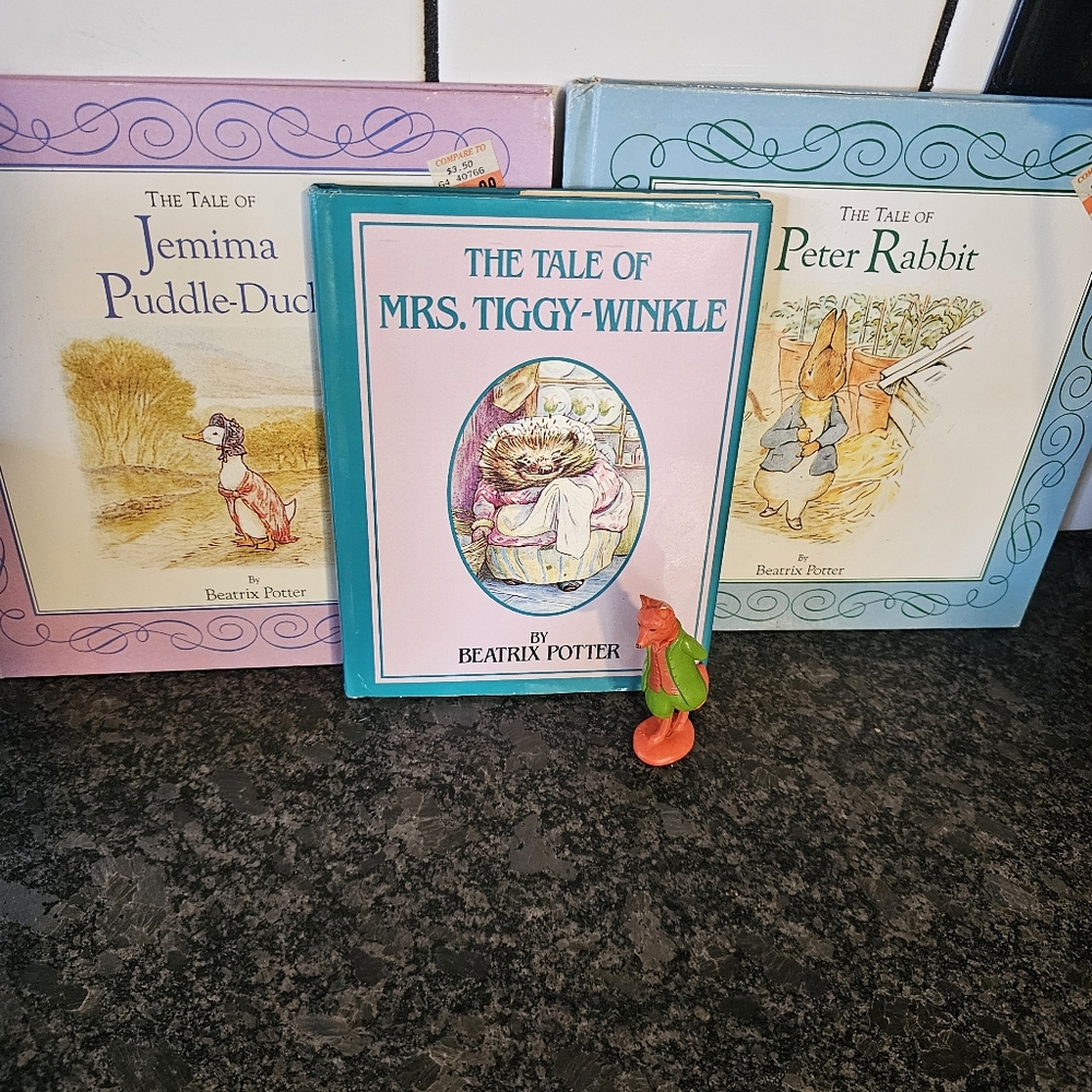 Beatrix Potter Book Lot FW &‎ Co. Mr. Tod Figurine Ms. Tiggy Winkle Peter Jemima